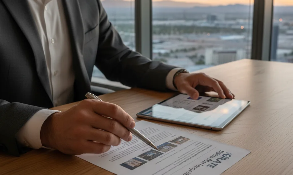 Investor comparing iQRATE Mortgages loan options in Vegas.