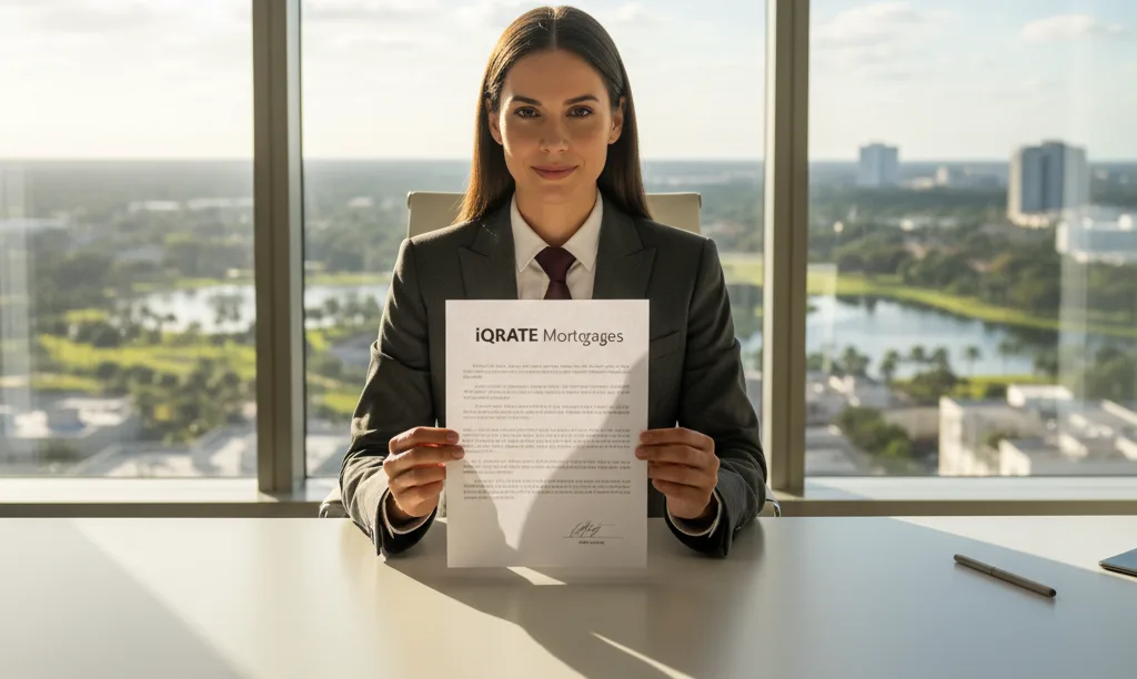Foreign investor reviewing iQRATE Mortgages guide in Florida.
