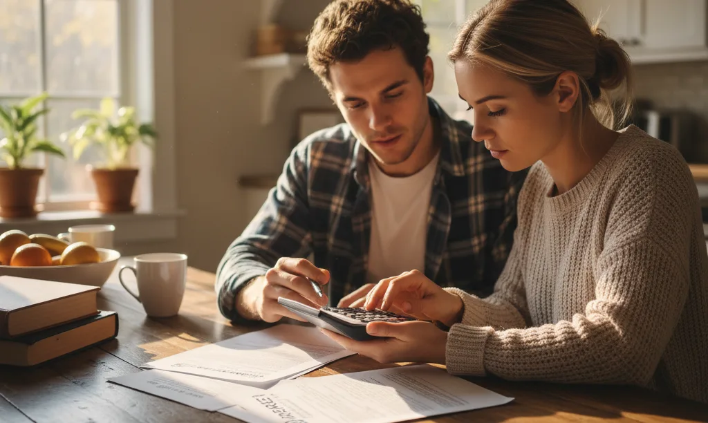 Couple reviews mortgage options with student debt.