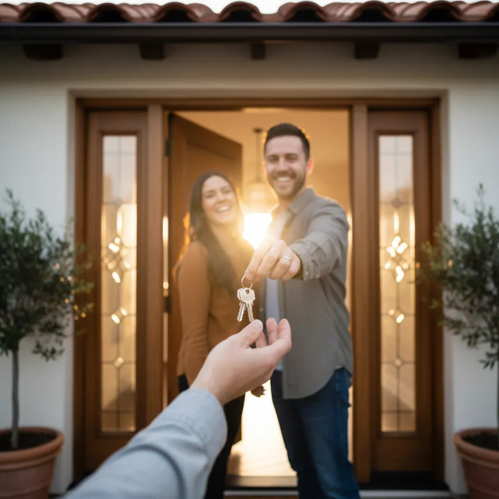 Family calculating their mortgage insurance costs on a laptop.