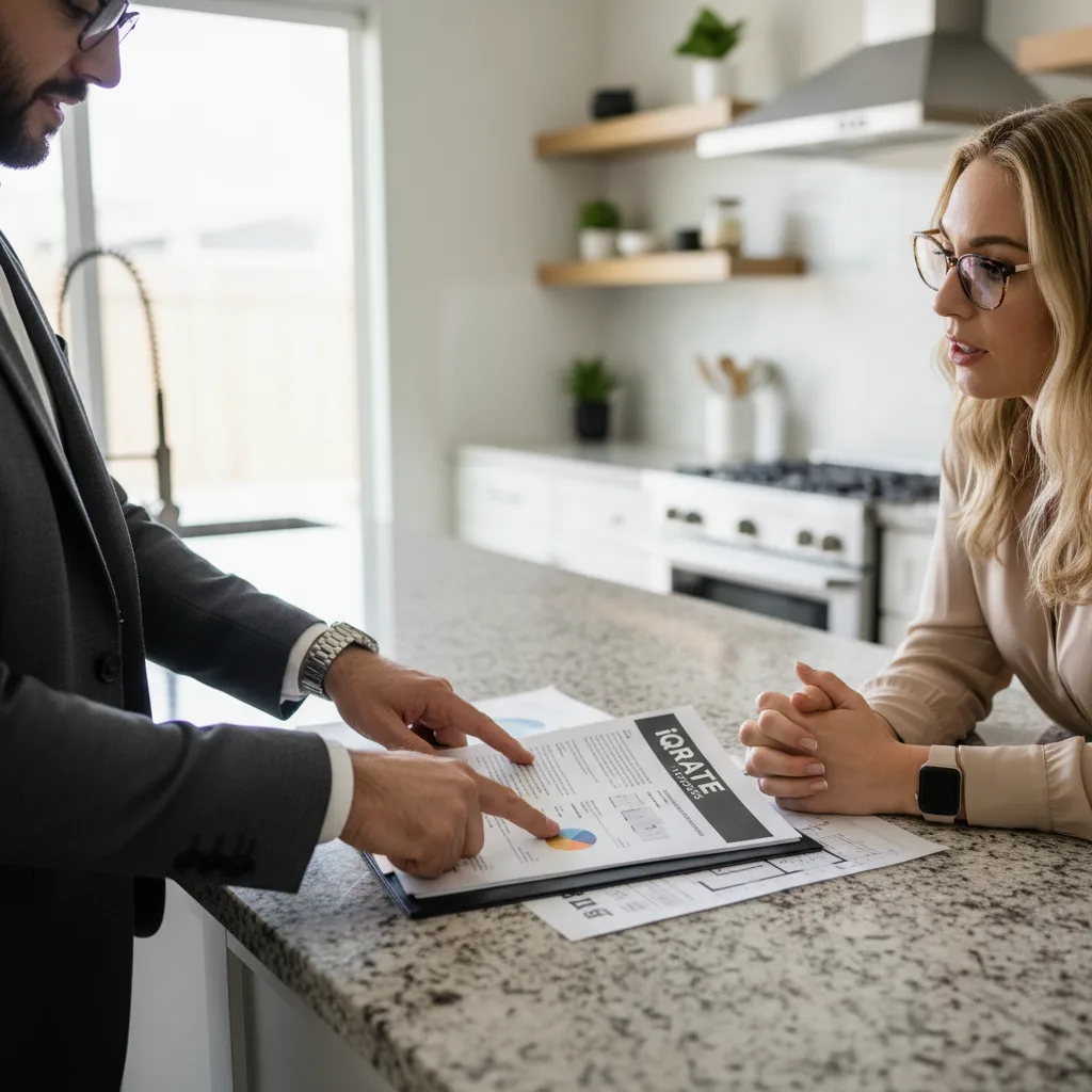 Real estate agent presenting a financially pre-vetted Dallas home.