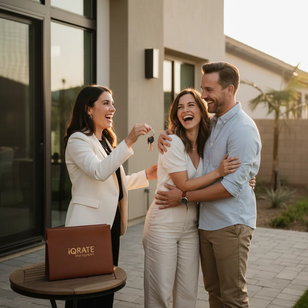 Real estate agent confidently presenting financial solutions to clients.