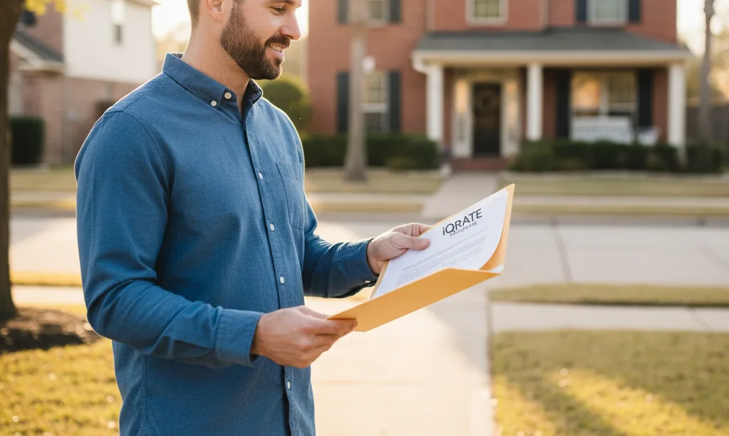 Veteran in Houston reviews iQRATE Mortgages documents.