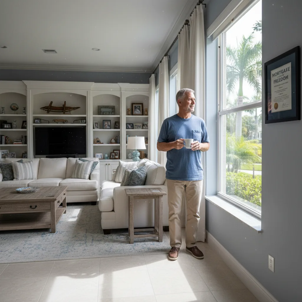 A veteran reviewing a VA IRRRL Loan Estimate document.