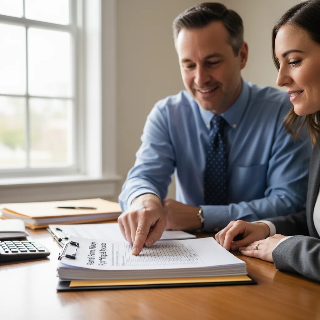 A person analyzing a credit report with a magnifying glass.