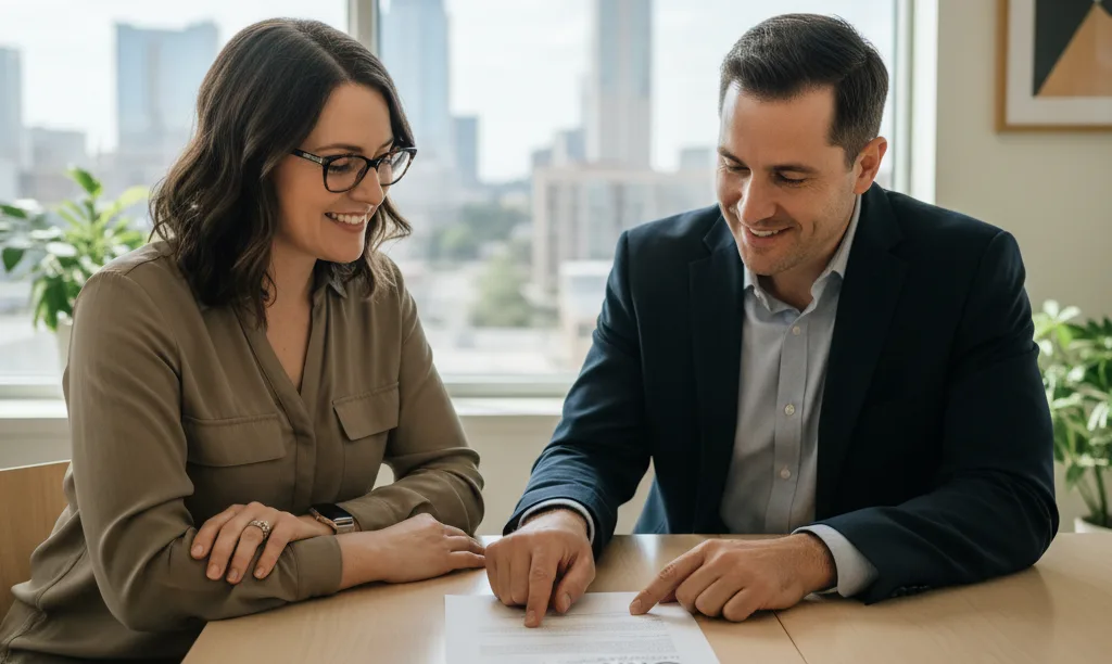 CPA and client discussing iQRATE Mortgages analysis.
