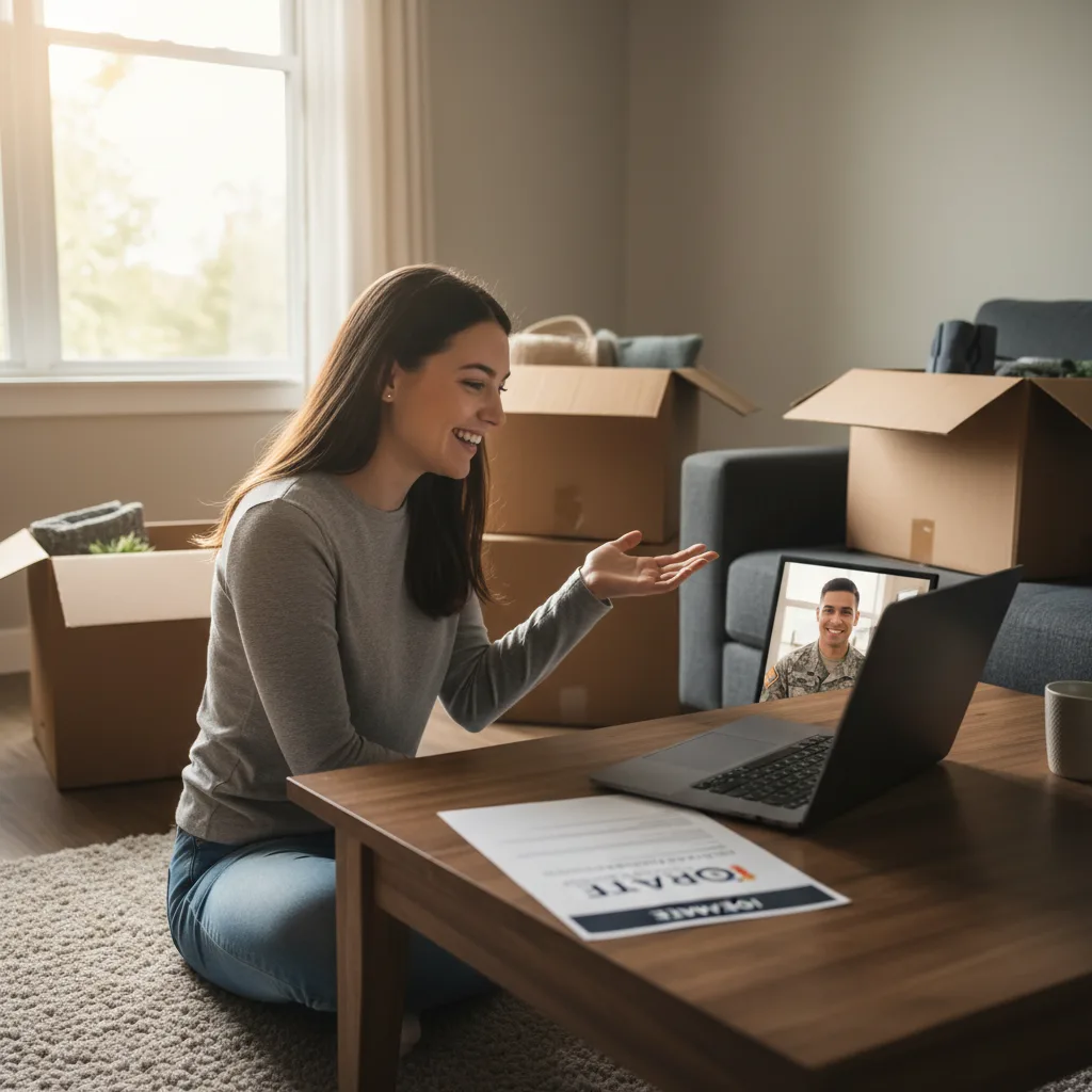 Military spouse and child settling into a new home in San Diego.