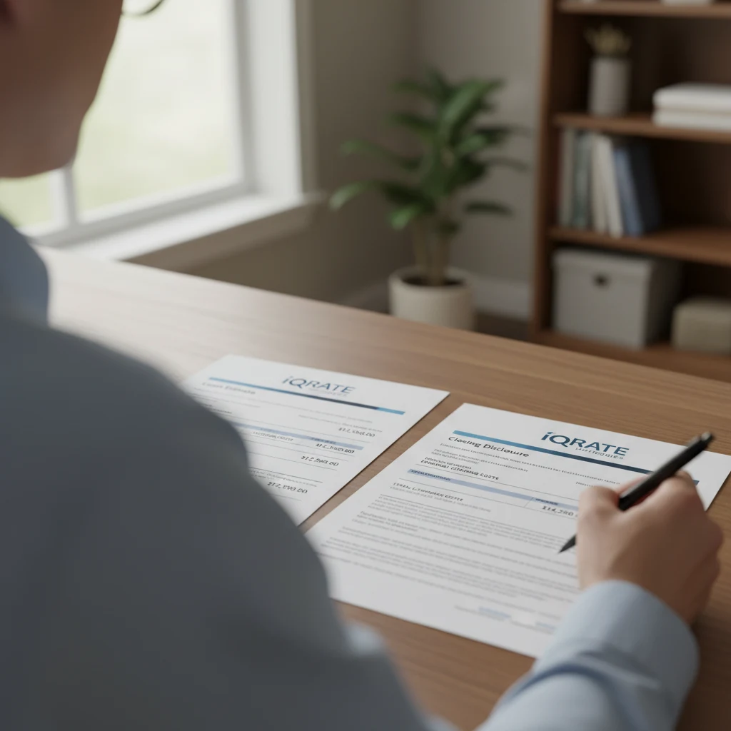 Homebuyer reviewing mortgage documents like the Loan Estimate and Closing Disclosure.