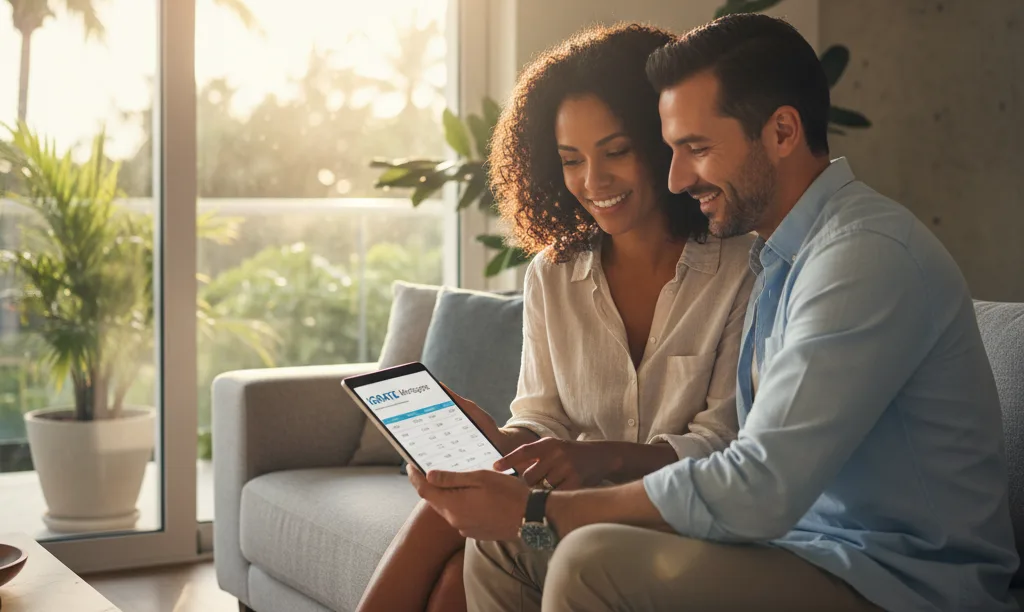 Couple reviewing iQRATE Mortgages options in Florida.