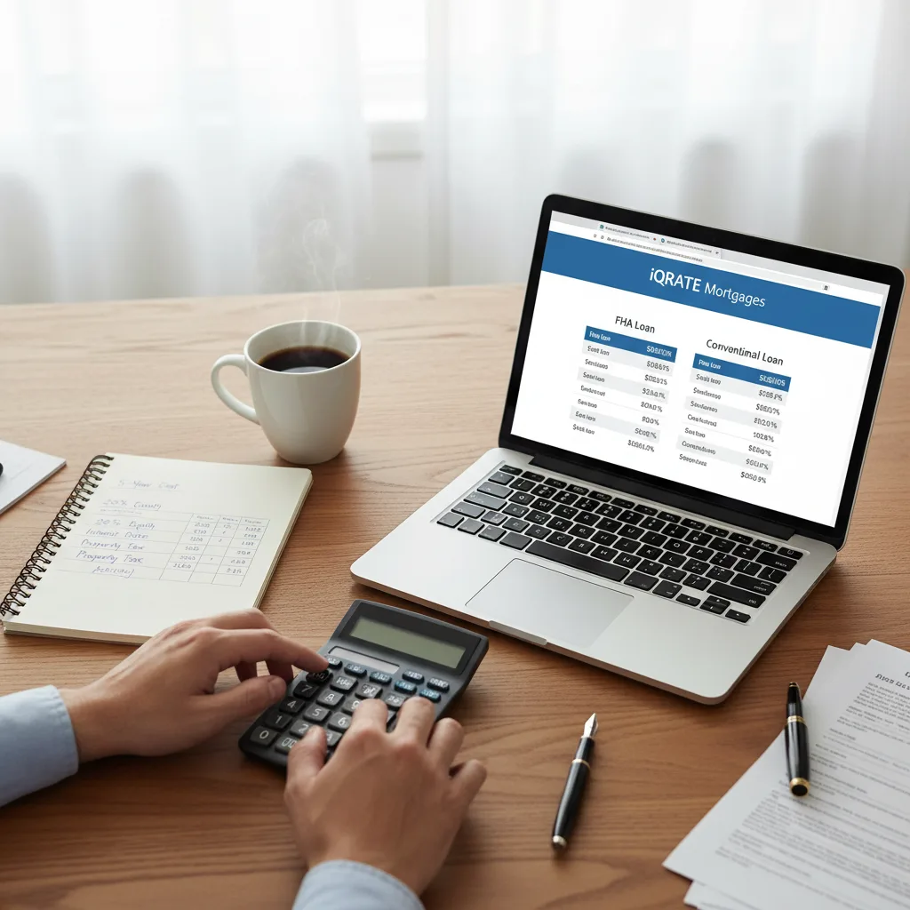 Calculator and keys symbolizing the loan cost comparison.