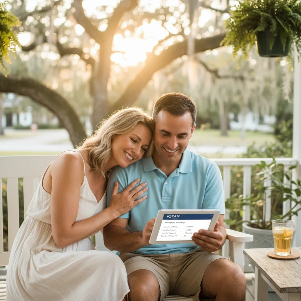 Military service member using a laptop to complete a remote mortgage refinance process
