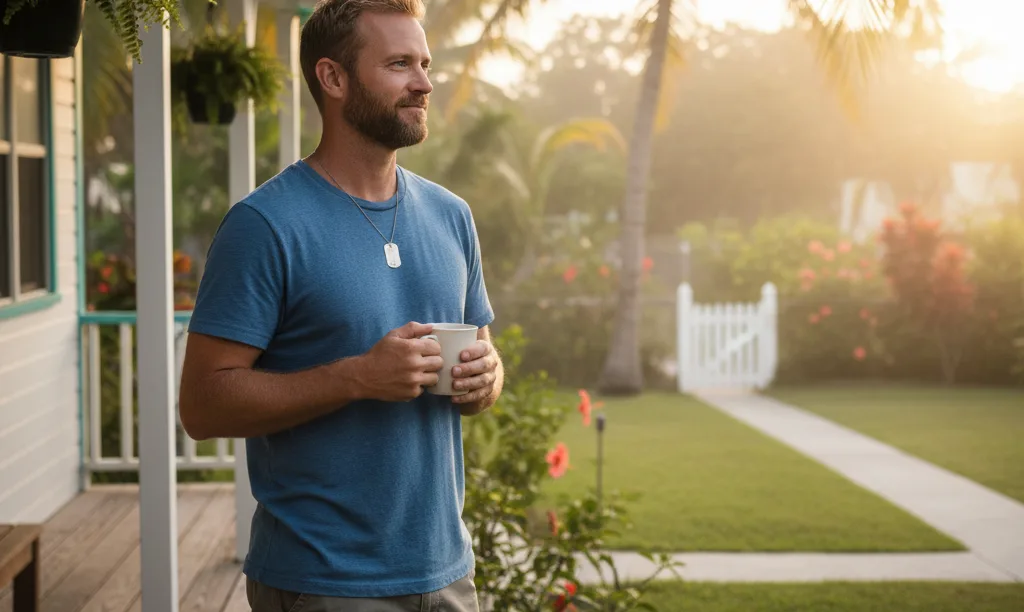 Veteran homeowner in Florida feeling financially secure.