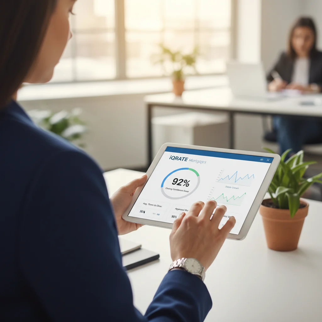 Dashboard showing a mortgage closing confidence score