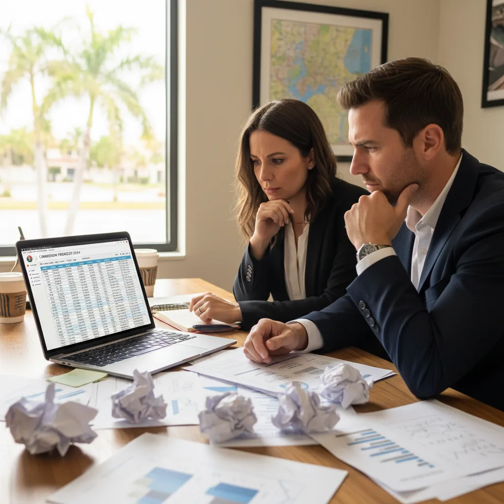 Real estate team reviewing a predictive sales pipeline dashboard