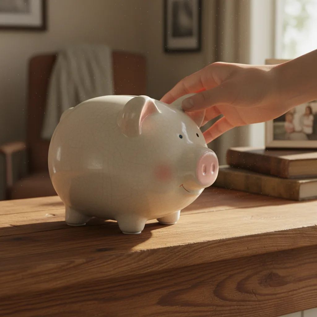 A piggy bank and house model showing home equity growth.