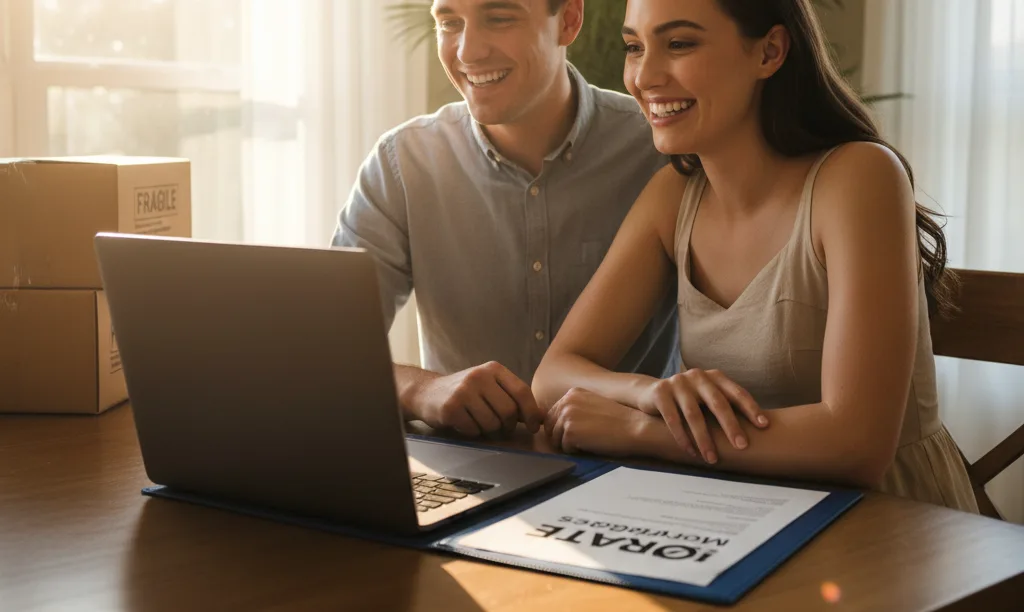 Military couple happily planning their move with iQRATE Mortgages.