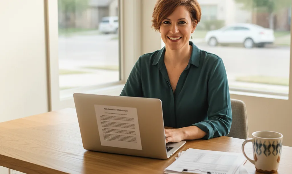 Gig worker reviews mortgage documents in Austin.