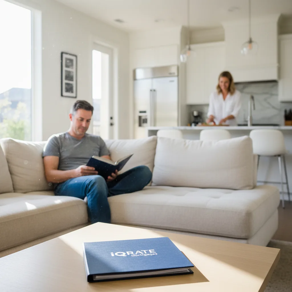 A person reviewing business financial statements for a mortgage application.
