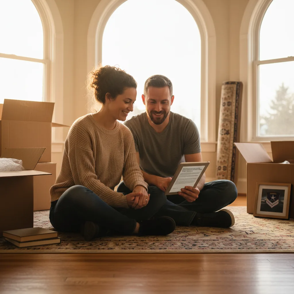 A military family looking at a new home after a PCS move.