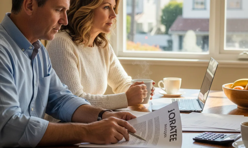 Mature couple planning California home purchase finances.