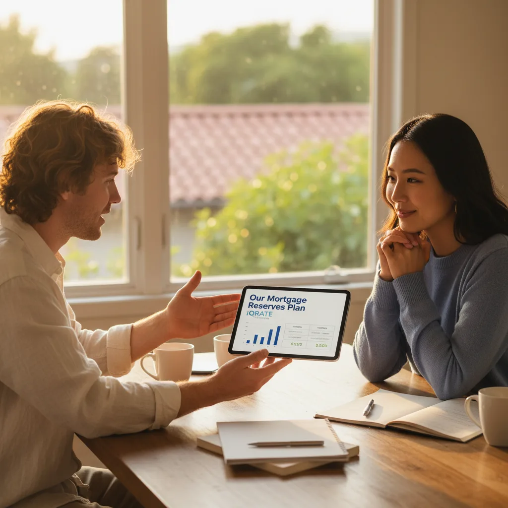 Self-employed professional discussing mortgage documents with a loan officer