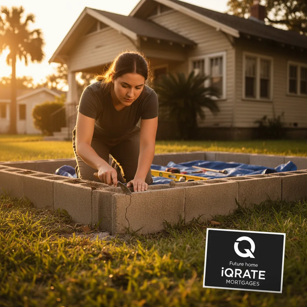 A home undergoing exterior renovations with an FHA 203(k) loan.