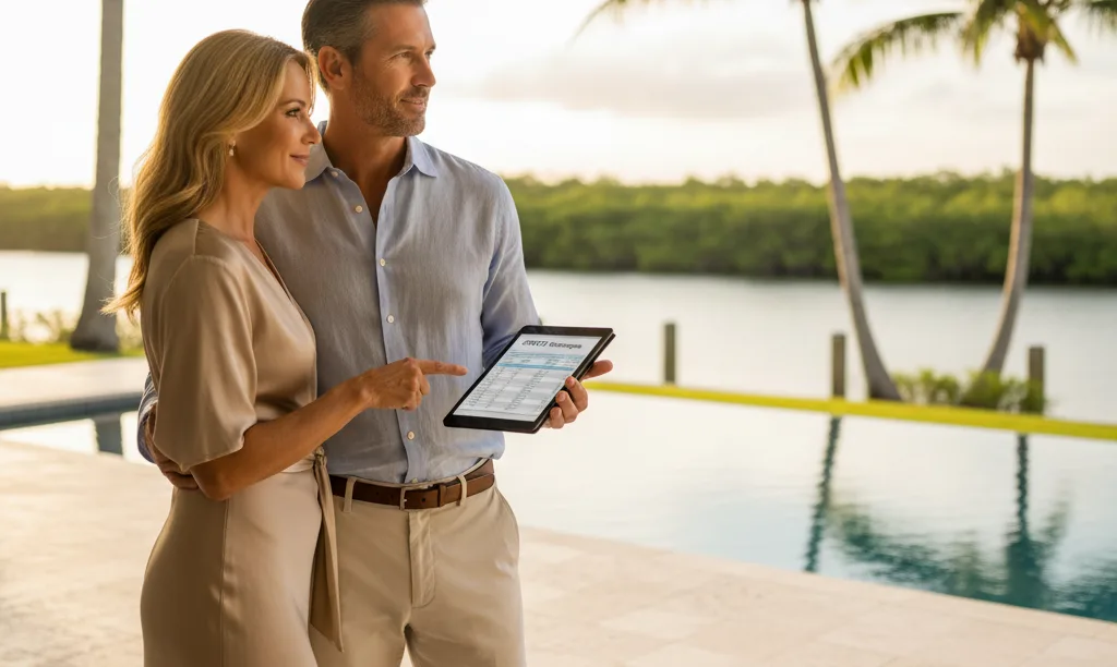 Couple planning their future in Florida home.