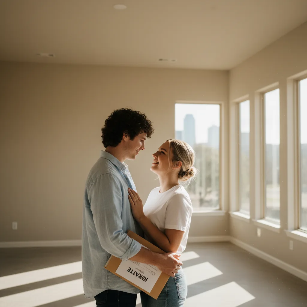 Real estate agent and homebuyer discussing a new build assurance program.