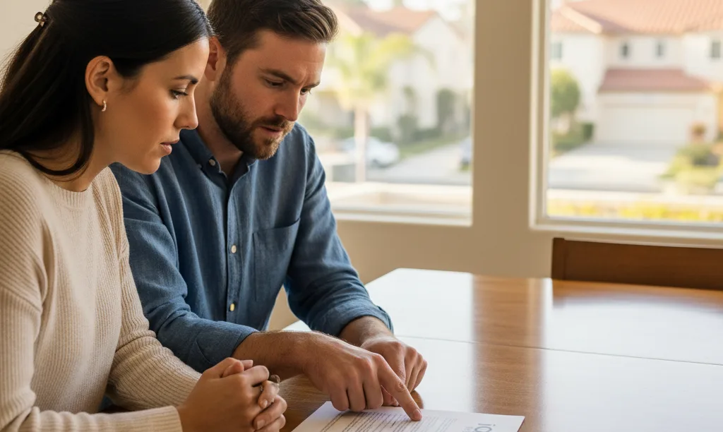 Couple strategically planning San Diego mortgage together.