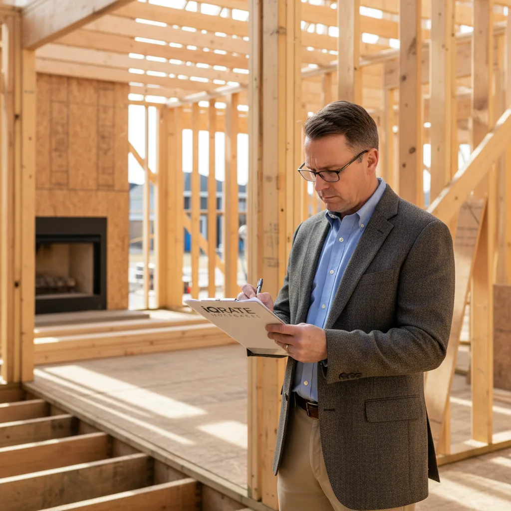 Blueprint and construction tools for a new home build