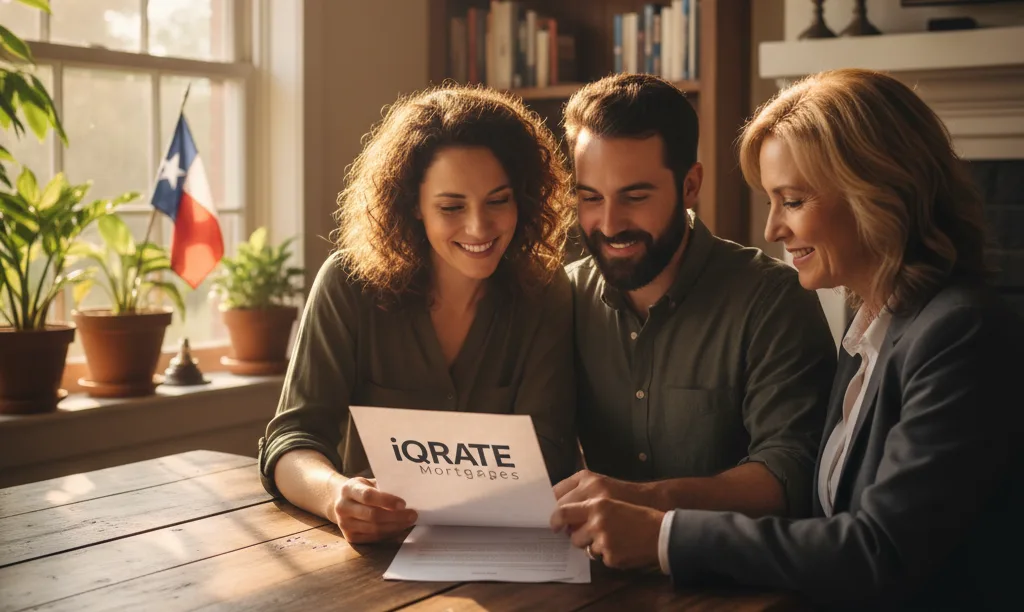 Couple reviewing mortgage documents with a professional.