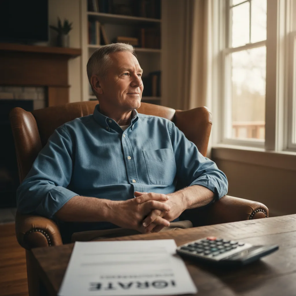 Veteran calculating refinance break-even point on a calculator