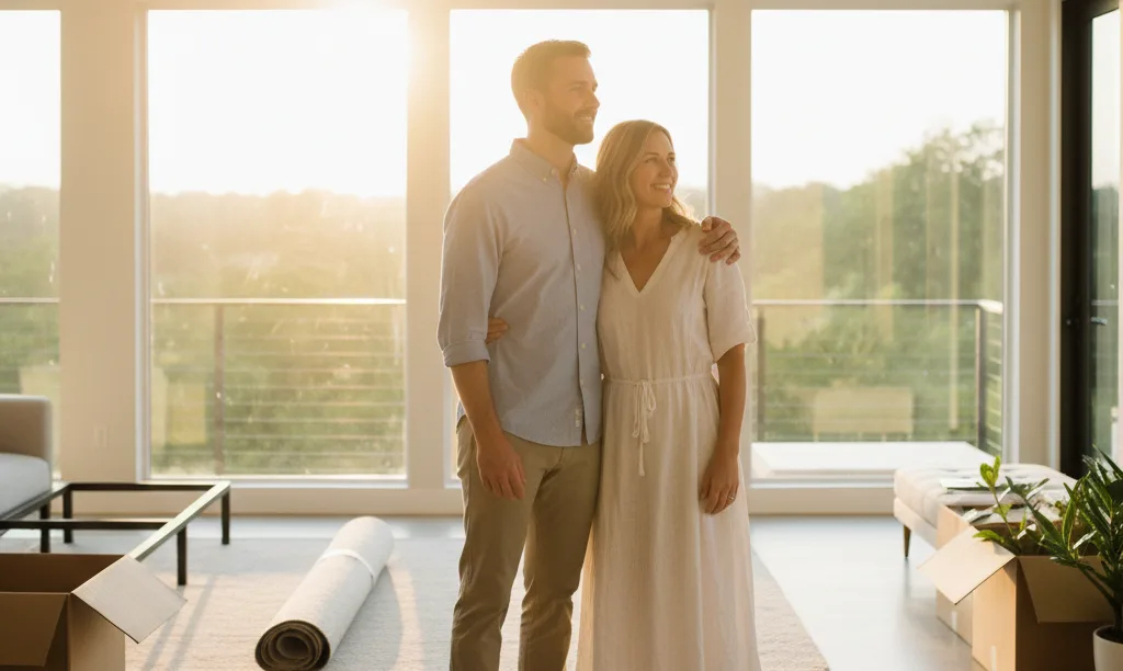 Couple celebrating in their new dream Texas home.