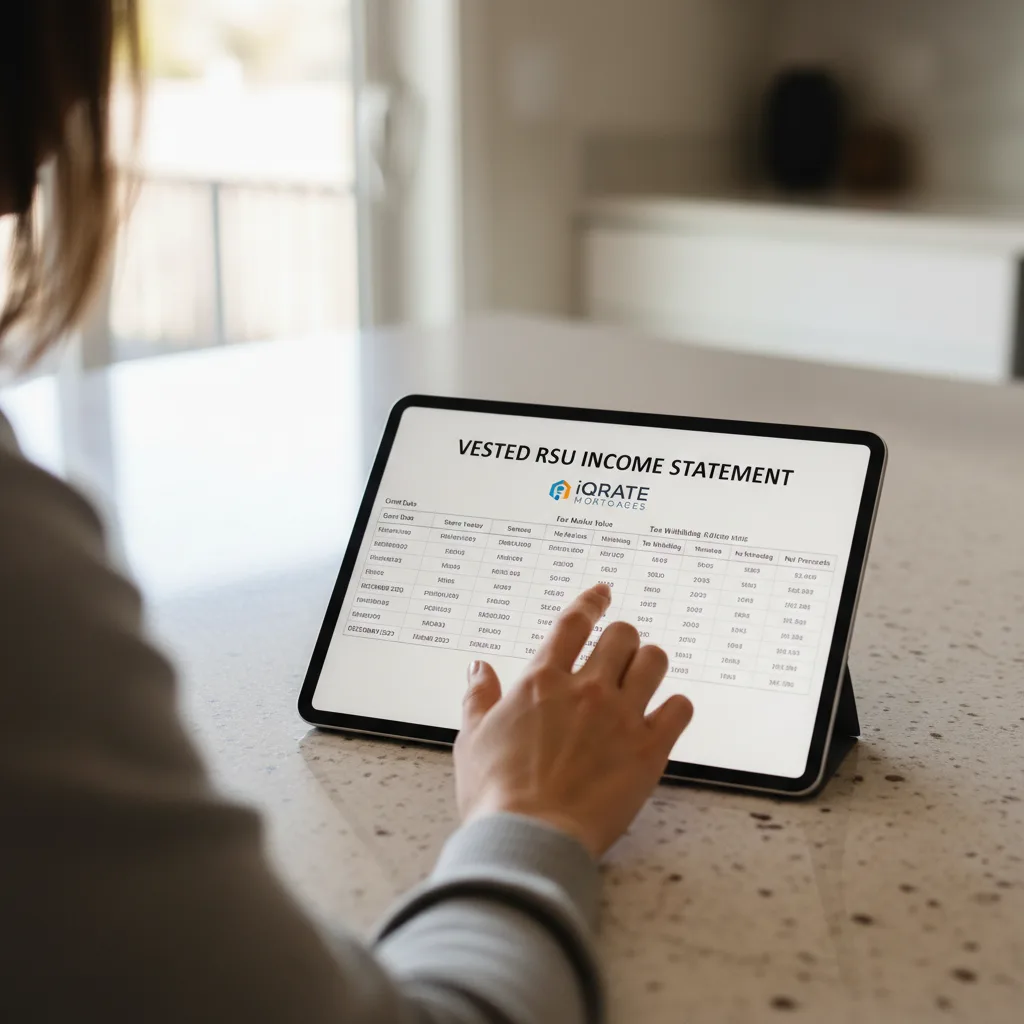 Homebuyer reviewing brokerage statements to document a down payment from stock sales.