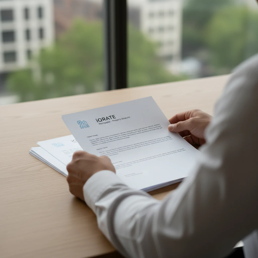 Real estate agent presenting a pre-certified property packet to clients