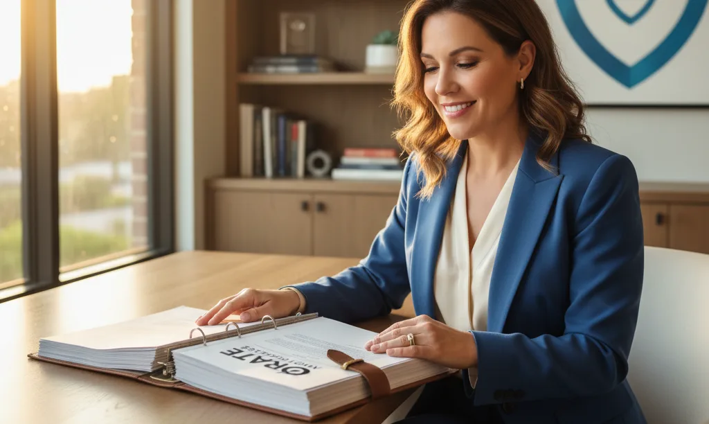 Confident agent reviewing a fortified iQRATE Mortgages file.