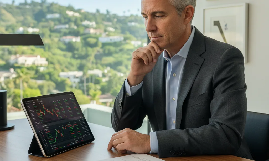 Man reviewing iQRATE Mortgages jumbo loan options.