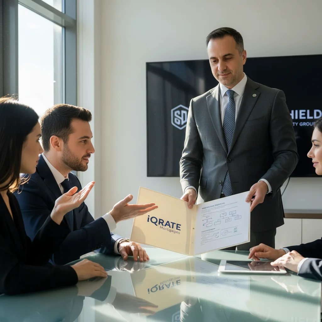 Financial advisor discussing a mortgage pre-approval with clients.