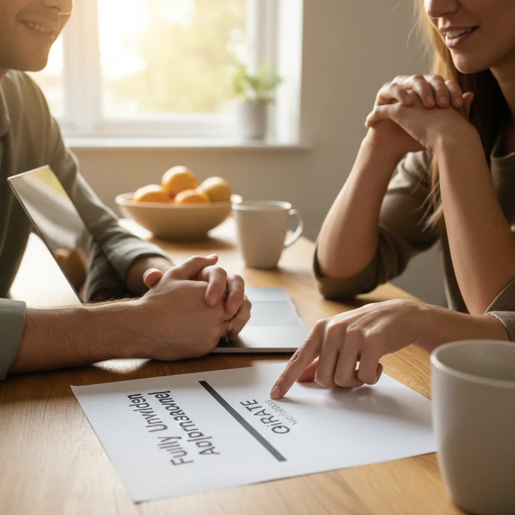 Real estate agent presenting a strong, certified offer to a seller.