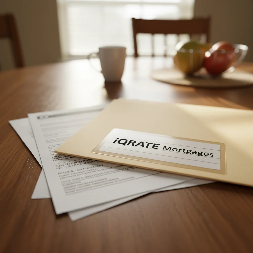 Stack of documents including bank statements for a home loan application.