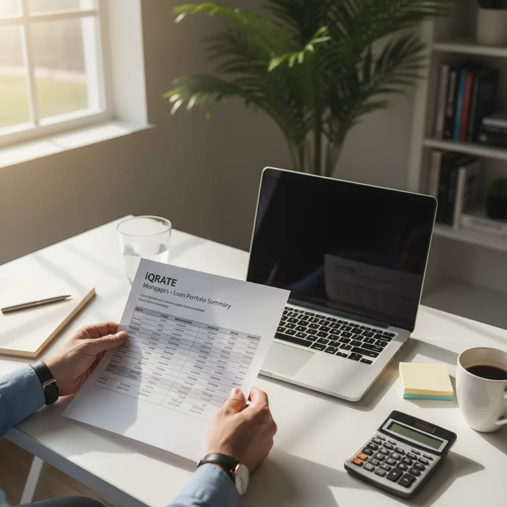 Close-up of a mortgage application and financial documents.