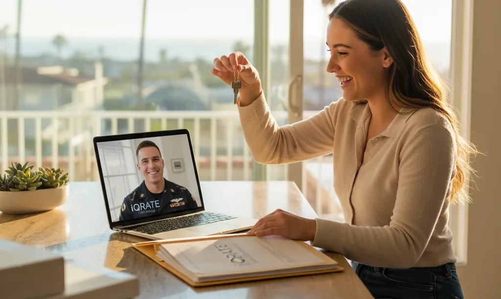 Spouse on video call closing VA loan.