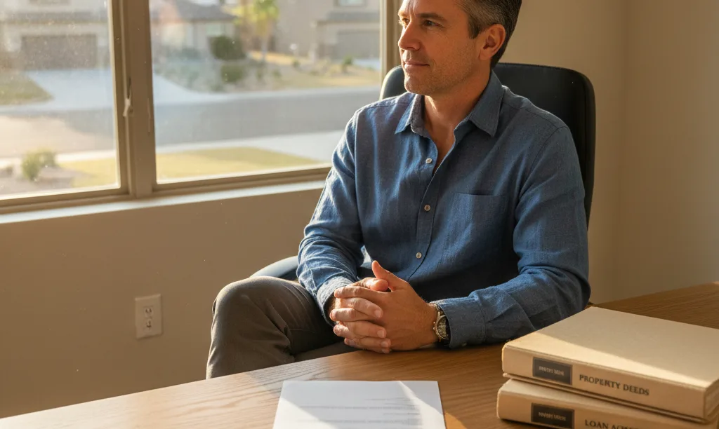 Investor at desk with simplified iQRATE Mortgages loan.