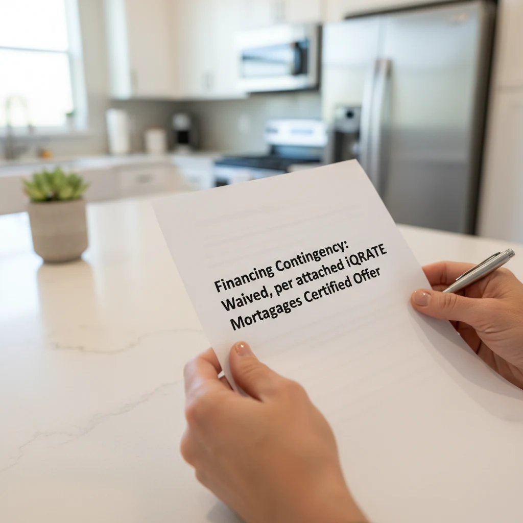A certified offer stamp on a mortgage document, symbolizing security.
