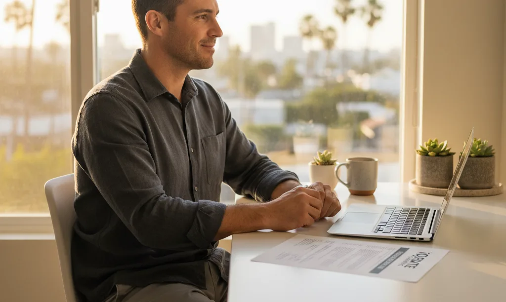 E-commerce seller reviewing finances for home mortgage.