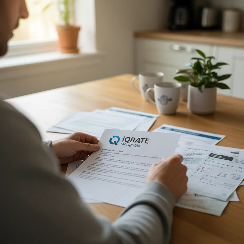 Reviewing financial documents for a mortgage application.