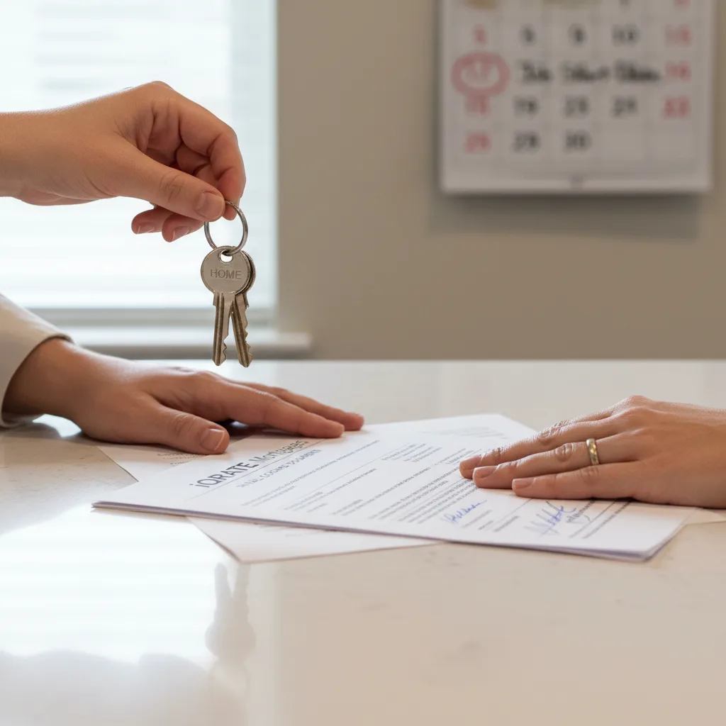 Spouse reviewing a job offer letter for a VA loan application