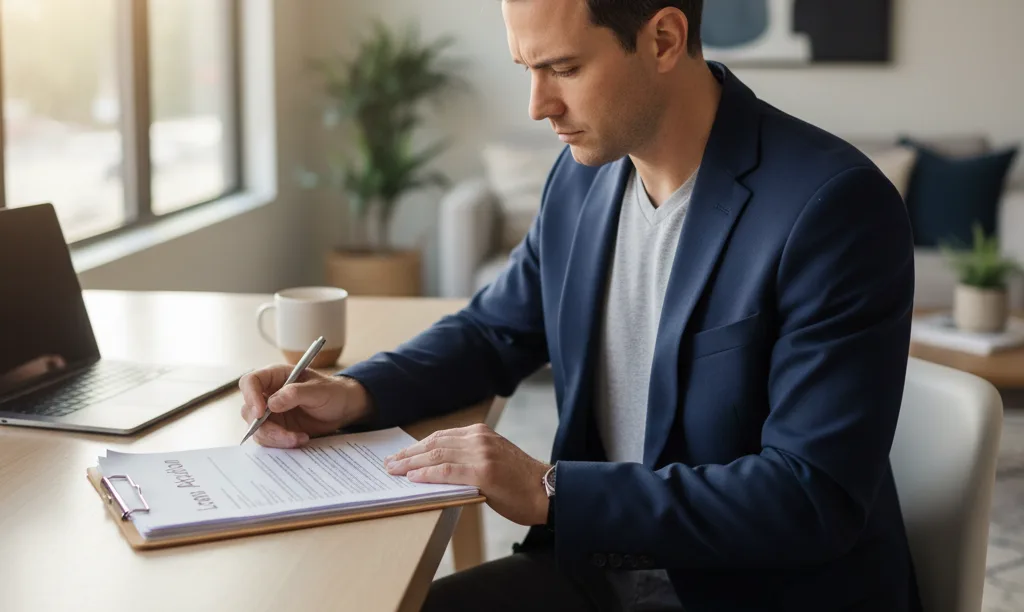 Investor strategizing with iQRATE Mortgages loan documents.