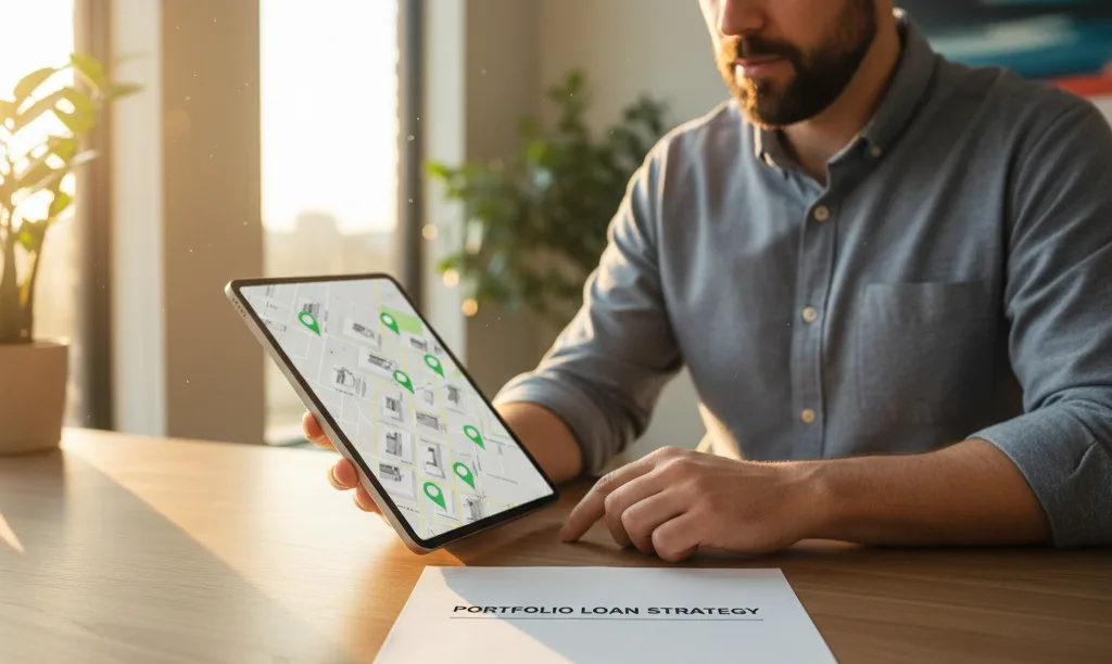 Investor planning real estate portfolio expansion strategy.