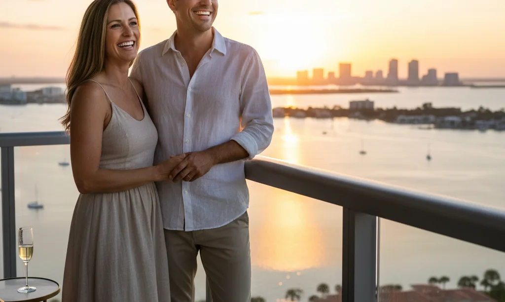 Couple enjoying the view from their Florida condo.